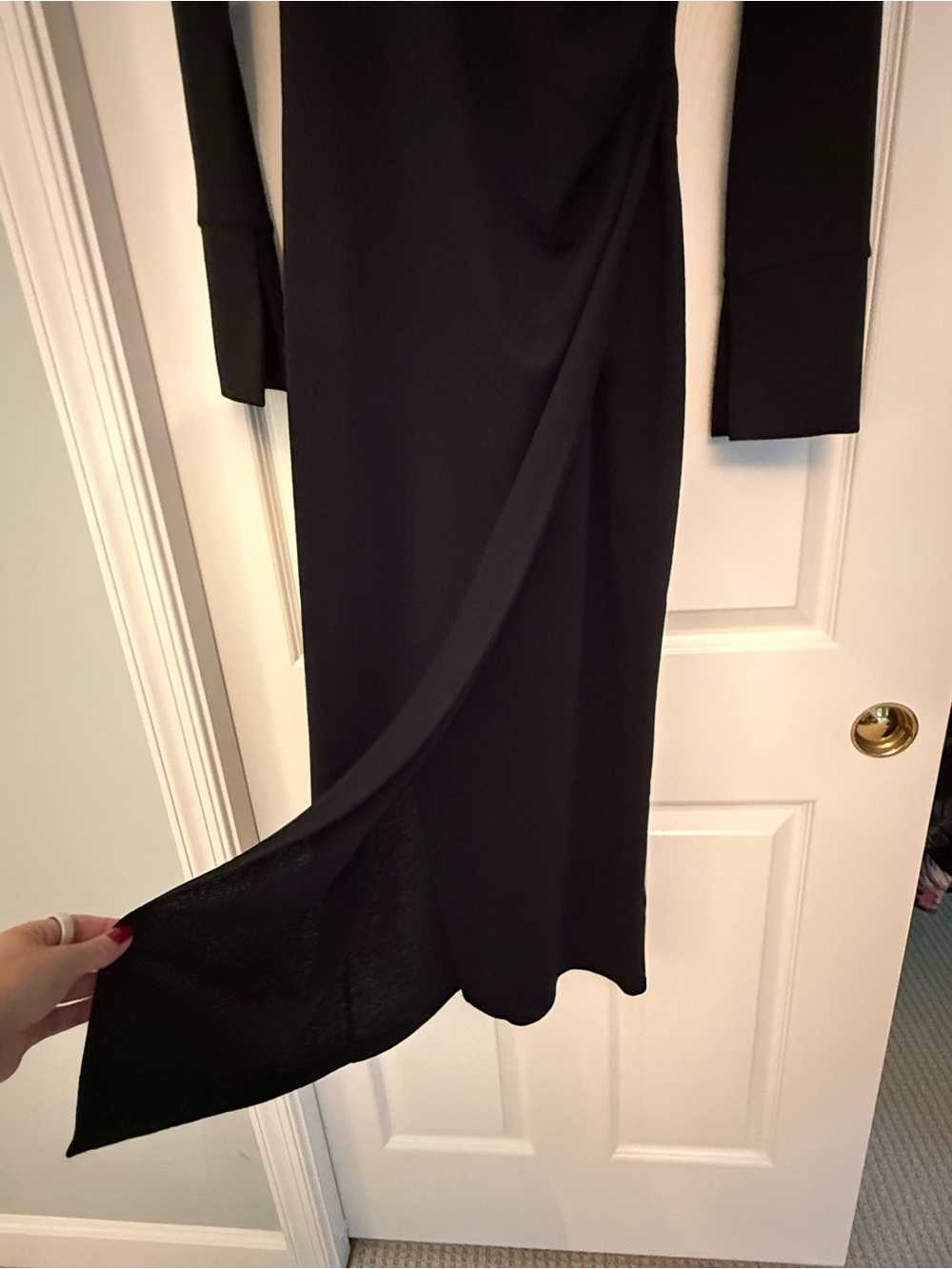 H&M Black Long Sleeve Wrap-Front Maxi Dress